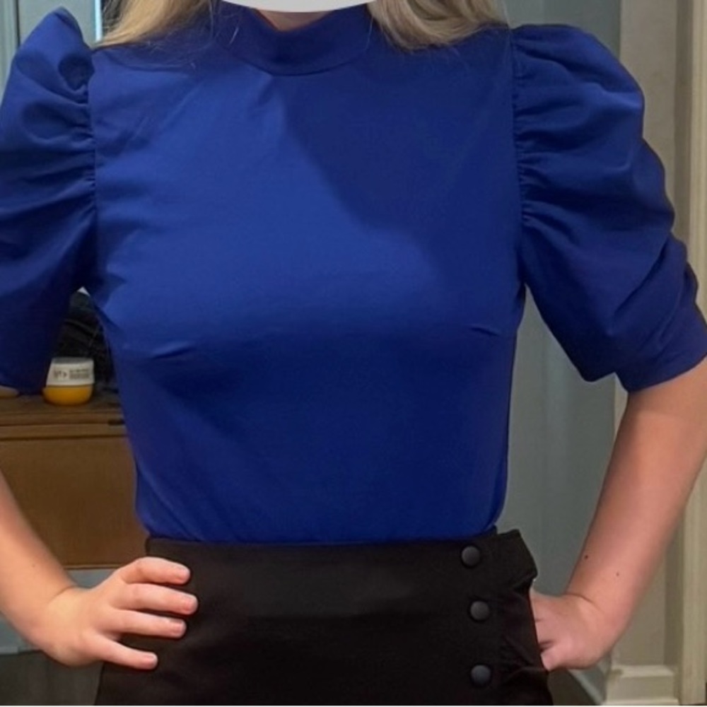 Blue Puff Sleeve Blouse from SHEIN NWT